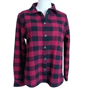 ORVIS Barn Jacket M Snaps Plaid Gorp Utility Outdoors Cabin Country Western Red